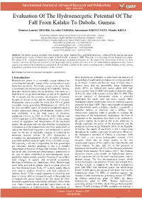 Evaluation of the Hydroenergetic Potential of the Fall from Kalako to Dabola, Guinea