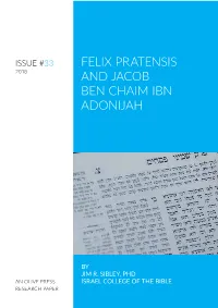 Felix Pratensis and Jacob Ben Chaim Ibn Adonijah
