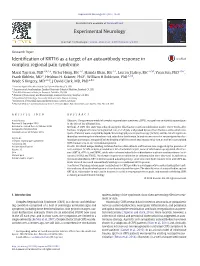 Identification of KRT16 As a Target of an Autoantibody Response in Complex Regional Pain Syndrome