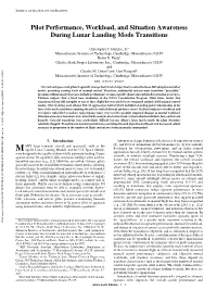 Pilot Performance, Workload, and Situation Awareness During Lunar Landing Mode Transitions