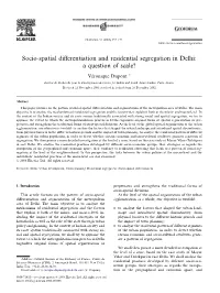 Socio-Spatial Differentiation and Residential Segregation in Delhi: a Question of Scale?