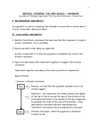 1 Critical Thinking: the Very Basics