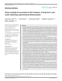 Avian Ecological Succession in the Amazon: a Long‐Term Case Study Following Experimental Deforestation