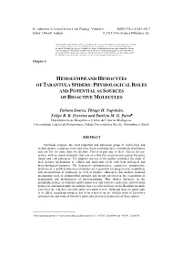Hemolymph and Hemocytes of Tarantula Spiders: Physiological Roles and Potential As Sources of Bioactive Molecules