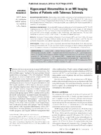 Hippocampal Abnormalities in an MR Imaging Series of Patients With