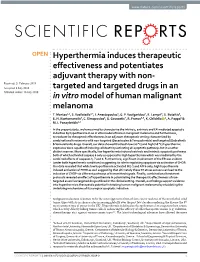 Hyperthermia Induces Therapeutic Effectiveness and Potentiates
