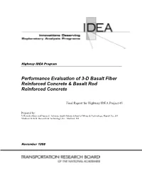 Performance Evaluation of 3-D Basalt Fiber Reinforced Concrete & Basalt