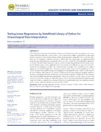 Testing Linear Regressions by Statsmodel Library of Python for Oceanological Data Interpretation