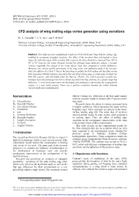 CFD Analysis of Wing Trailing Edge Vortex Generator Using Serrations