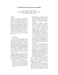 Evaluation Issues in Autonomic Computing