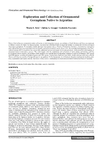 Exploration and Collection of Ornamental Germplasm Native to Argentina