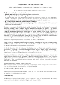 FREEMASONRY and the JAMESON RAID Rodney Edward Grosskopff, Past ADGM