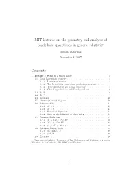 MIT Lectures on the Geometry and Analysis of Black Hole Spacetimes in General Relativity