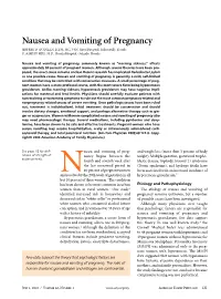 Nausea and Vomiting of Pregnancy JEFFREY D