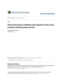 Women's Perceptions of Different Power Dynamics in Their Sexual Encounters with Both Women and Men