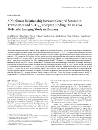 A Nonlinear Relationship Between Cerebral Serotonin Transporter And
