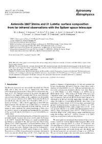 Asteroids 2867 Steins and 21 Lutetia: Surface Composition from Far Infrared Observations with the Spitzer Space Telescope