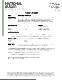 Powdered Sugar 12X Specification
