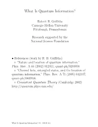What Is Quantum Information?
