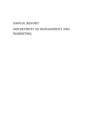 Annual Report Department of Management and Marketing Program Accomplishments