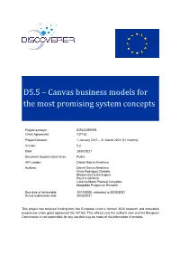 D5.5 – Canvas Business Models for the Most Promising System Concepts