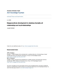 Diaspora-Driven Development in Stateless Somalia: All Relationships Are Local Relationships