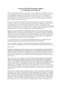 General Synod 2020 Presidential Address by Archbishop John Mcdowell