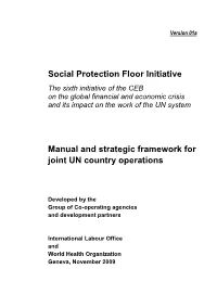 Social Protection Floor Initiative: Manual and Strategic Framework