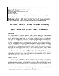 Suction Caissons: Finite Element Modeling