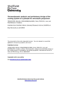 Thermodynamic Analysis and Preliminary Design of the Cooling