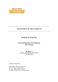 TRANSCRIPT of PROCEEDINGS BOARD of INQUIRY Proposed