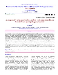 A Comparative Primary Structure Analysis of Phosphofructokinase from Different Plant Pathogenic Bacteria
