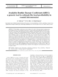Available Benthic Energy Coefficient (ABEC): a Generic Tool to Estimate the Food Profitability in Coastal Fish Nurseries