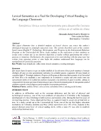 Lexical Semantics As a Tool for Developing Critical Reading in the Language Classroom
