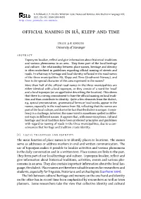 Official Naming in Hå, Klepp and Time
