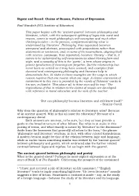 Rigour and Recoil: Claims of Reason, Failures of Expression Paul Standish (UCL Institute of Education) This Paper Begins with Th