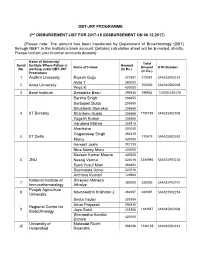 2St DISBURSEMENT LIST for 2017-18