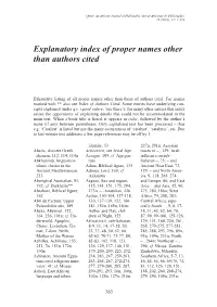 Explanatory Index of Proper Names Other Than Authors Cited