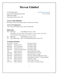 Steven Gimbel Curriculum Vitæ