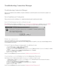 Troubleshooting Connection Manager