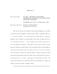 Abstract in Situ Growth and Doping Studies Of