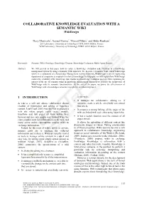 COLLABORATIVE KNOWLEDGE EVALUATION with a SEMANTIC WIKI Wikidesign