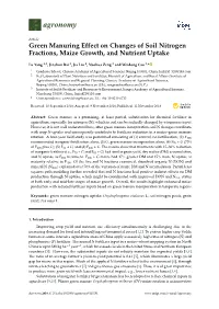 Green Manuring Effect on Changes of Soil Nitrogen Fractions, Maize Growth, and Nutrient Uptake