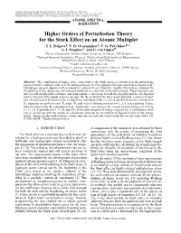 Higher Orders of Perturbation Theory for the Stark Effect on an Atomic Multiplet I