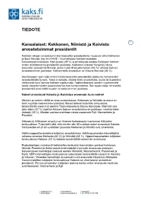 Kekkonen, Niinistö Ja Koivisto Arvostetuimmat Presidentit