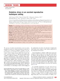 Oxidative Stress in an Assisted Reproductive Techniques Setting