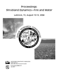 Proceedings: Shrubland Dynamics -- Fire and Water