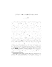 Proofs of Certain Arithmetic Theorems ∗