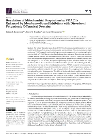 Regulation of Mitochondrial Respiration by VDAC Is Enhanced by Membrane-Bound Inhibitors with Disordered Polyanionic C-Terminal Domains
