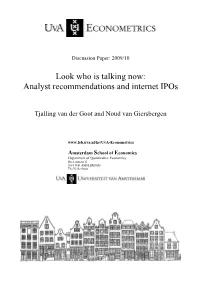 Analyst Recommendations and Internet Ipos